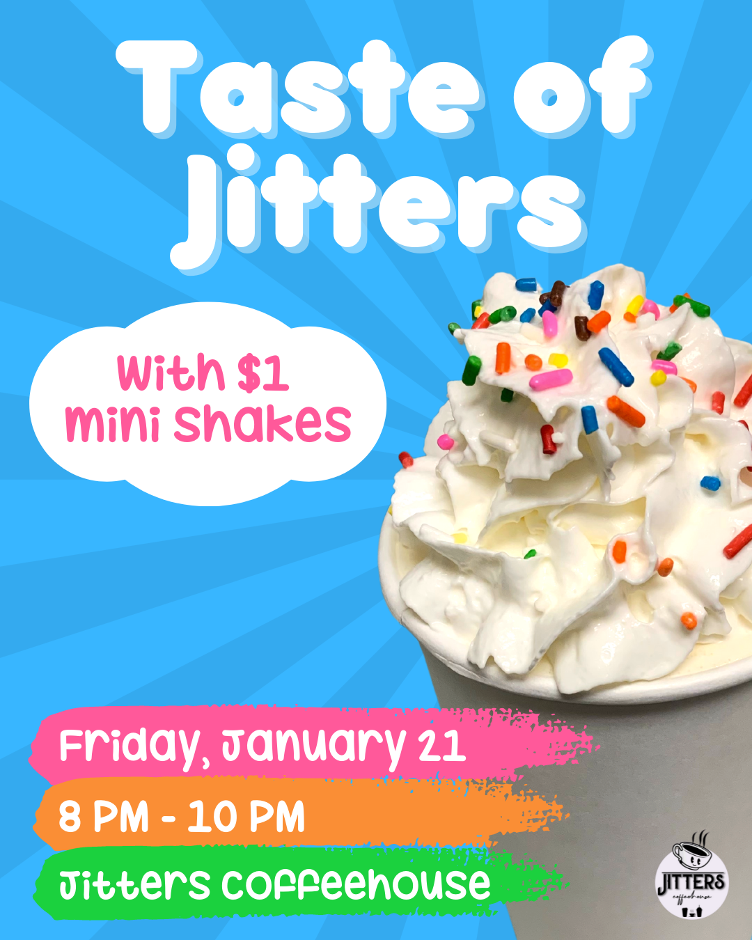 taste of jitters flyer with event information
